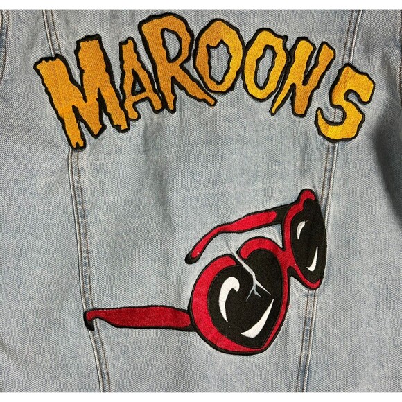 222 Maroon 5 Jean Jacket  Size S  Unisex  Concert Tour Merch  Embroidered Denim - Picture 6 of 9